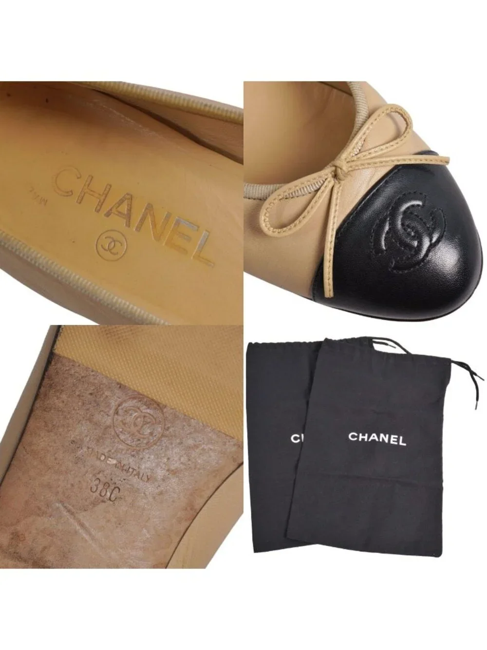 Chanel Pumps Ballerina Ribbon CC Logo Flat
